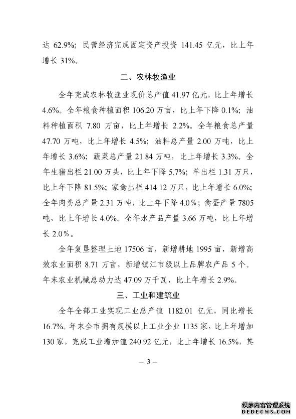 镇江市丹阳市2009年国民经济和社会发展统计公报