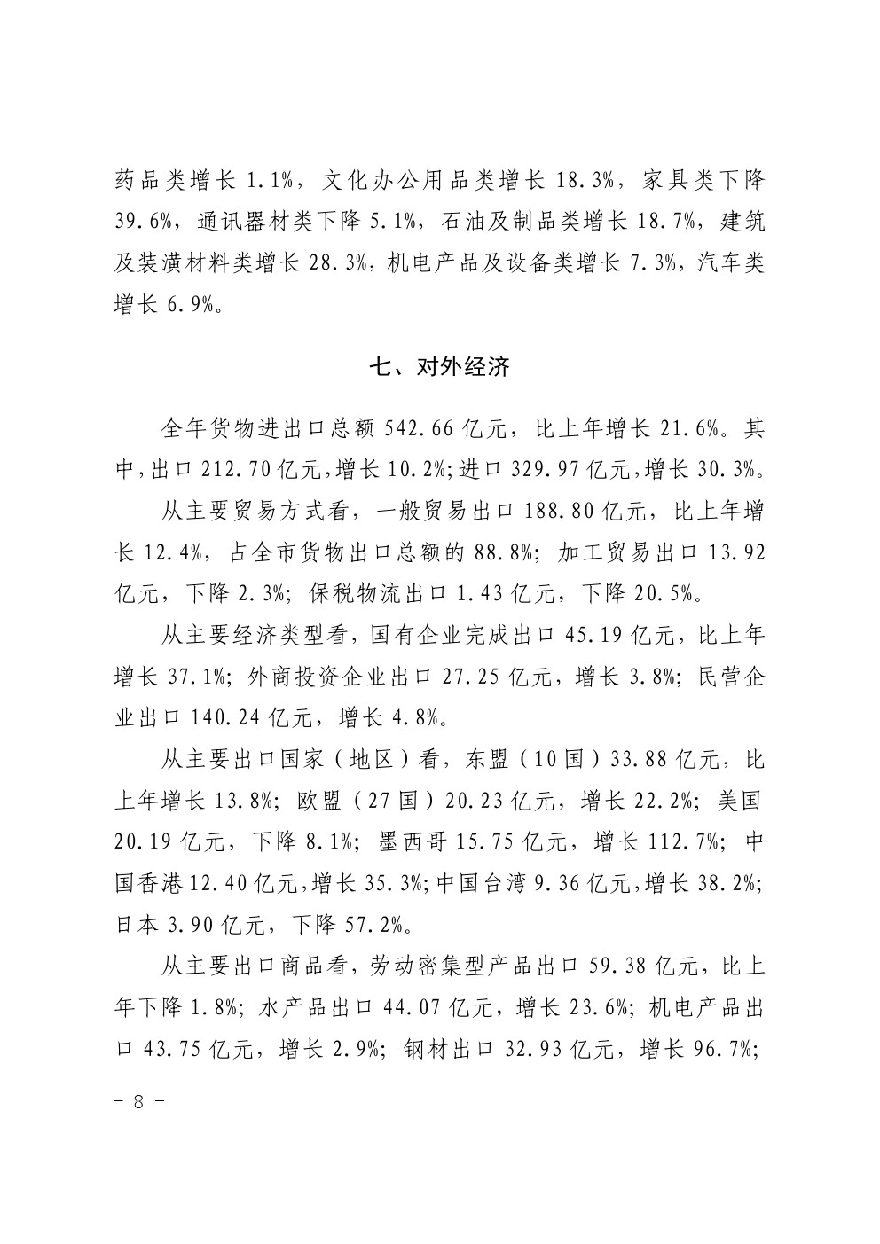 湛江市2021年国民经济和社会发展统计公报