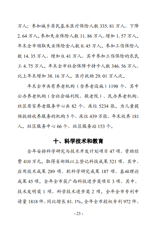钦州市2020年国民经济和社会发展统计公报