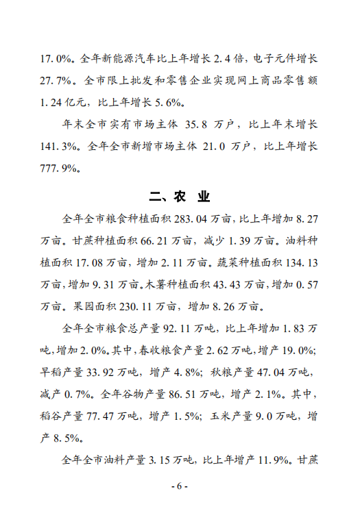 钦州市2020年国民经济和社会发展统计公报