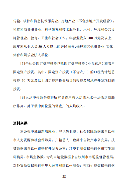 钦州市2020年国民经济和社会发展统计公报