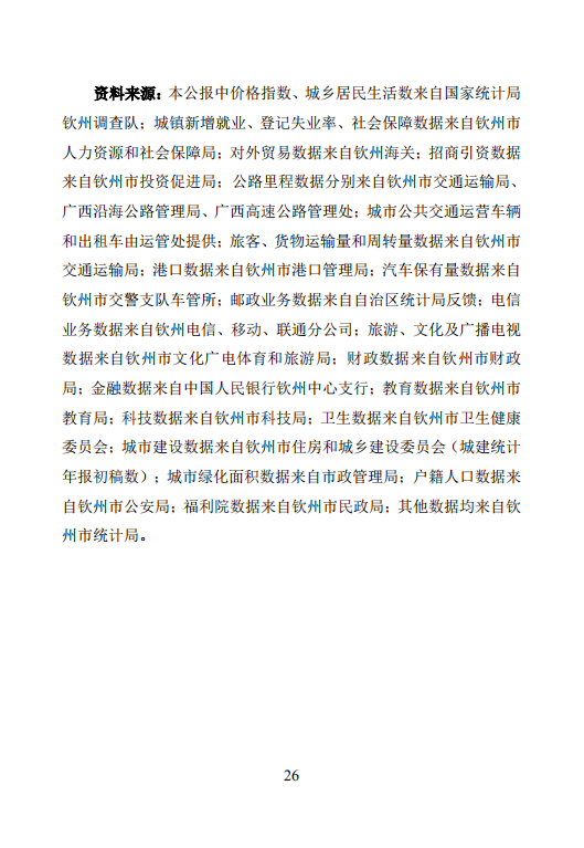 钦州市2019年国民经济和社会发展统计公报
