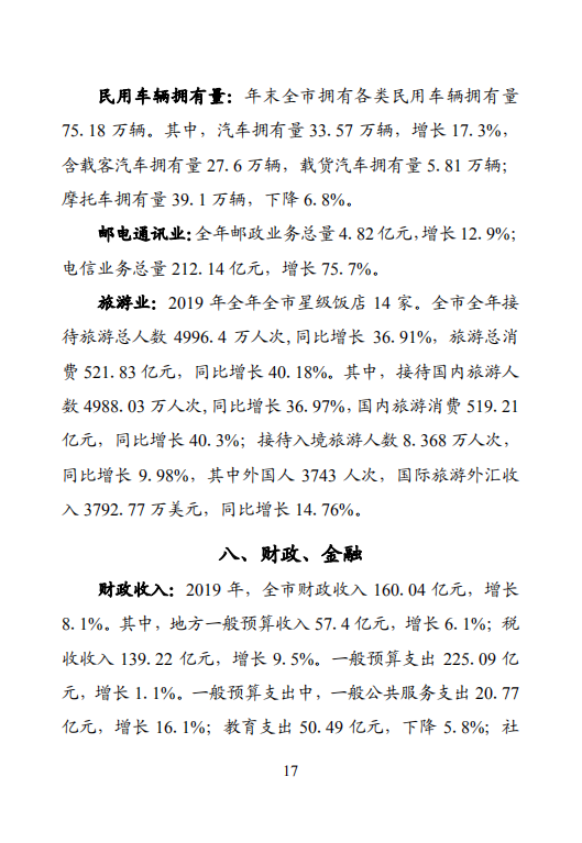 钦州市2019年国民经济和社会发展统计公报