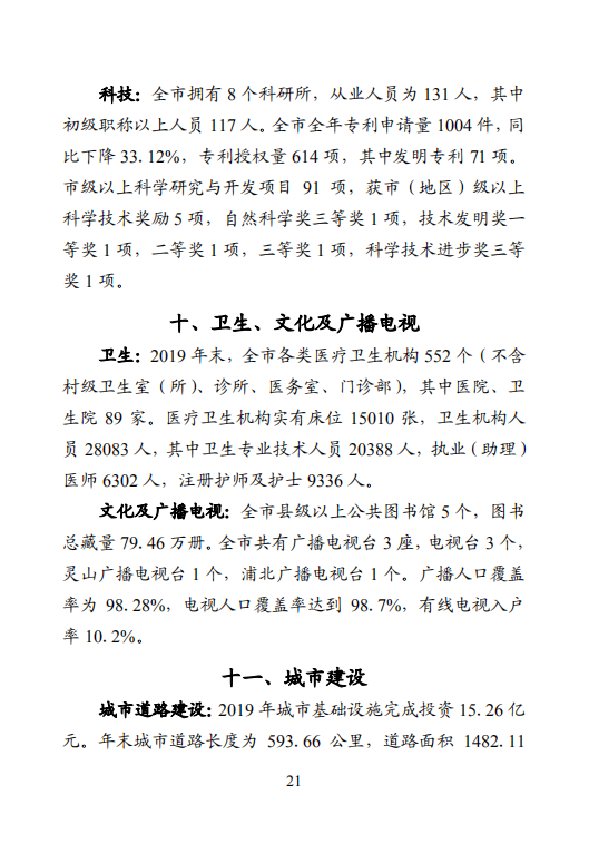 钦州市2019年国民经济和社会发展统计公报
